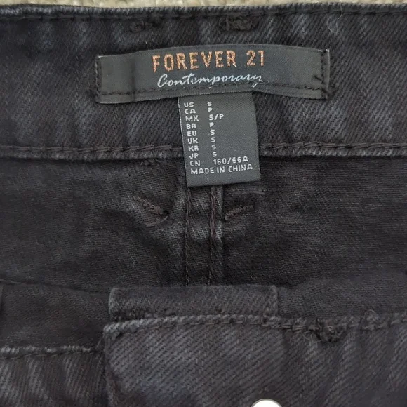 Forever 21 Black Denim Button-Front Skirt Size S - Picture 2 of 7